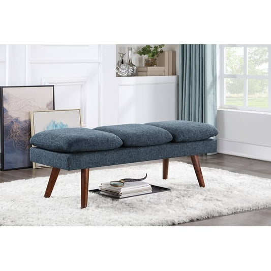Amanda 54" Mid-Century Bench: Stylish Upholstered Bench for Modern Interiors