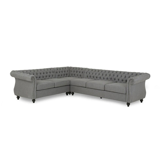 Amberside 6 Seater Fabric Tufted Sectional Sofa - Luxury Living in Dubai