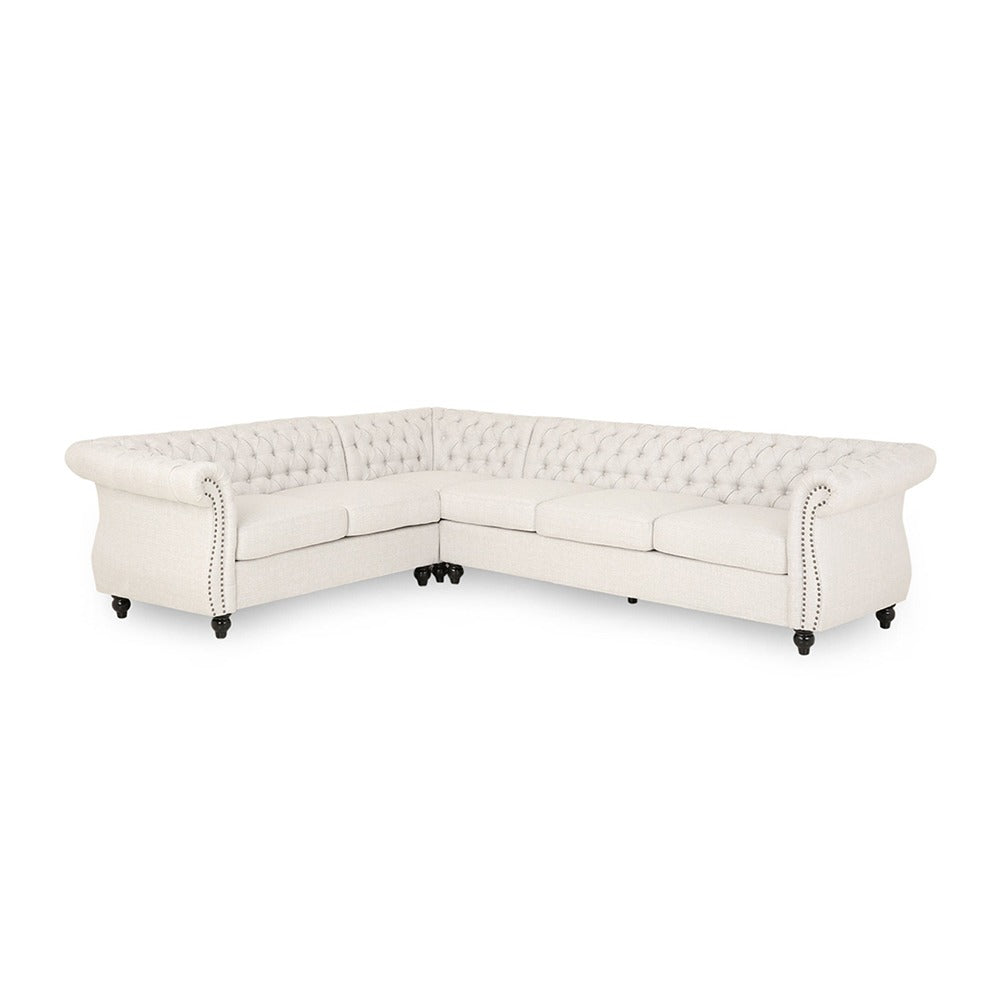 Amberside 6 Seater Fabric Tufted Sectional Sofa - Luxury Living in Dubai