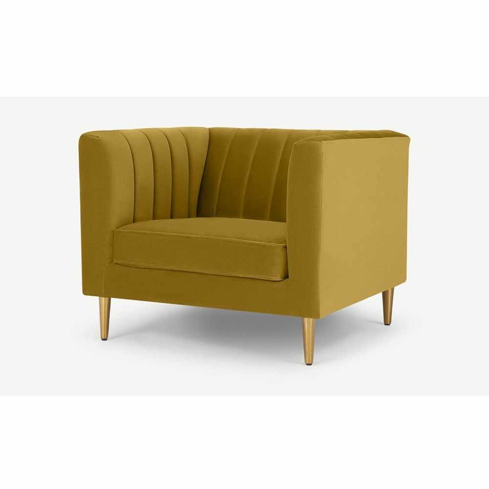 Velvet Arm Chair Amicie Channel Tufted