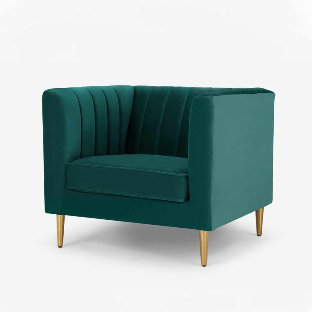 Velvet Arm Chair Amicie Channel Tufted