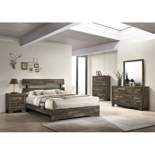 Annis 5 Piece Brown Rustic Platform Bedroom Set