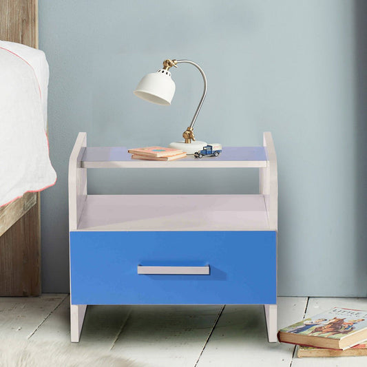 Aqua Splash Bedside Table in White &amp; Blue Finish