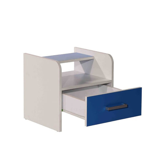 Aqua Splash Bedside Table in White &amp; Blue Finish
