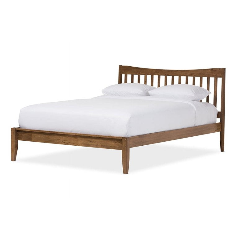 Mid-Century Modern Solid Walnut Platform Bed