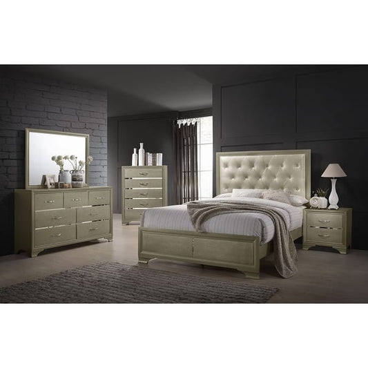 Beaumont Bedroom Set Metallic Champagne - Queen - 4 Piece
