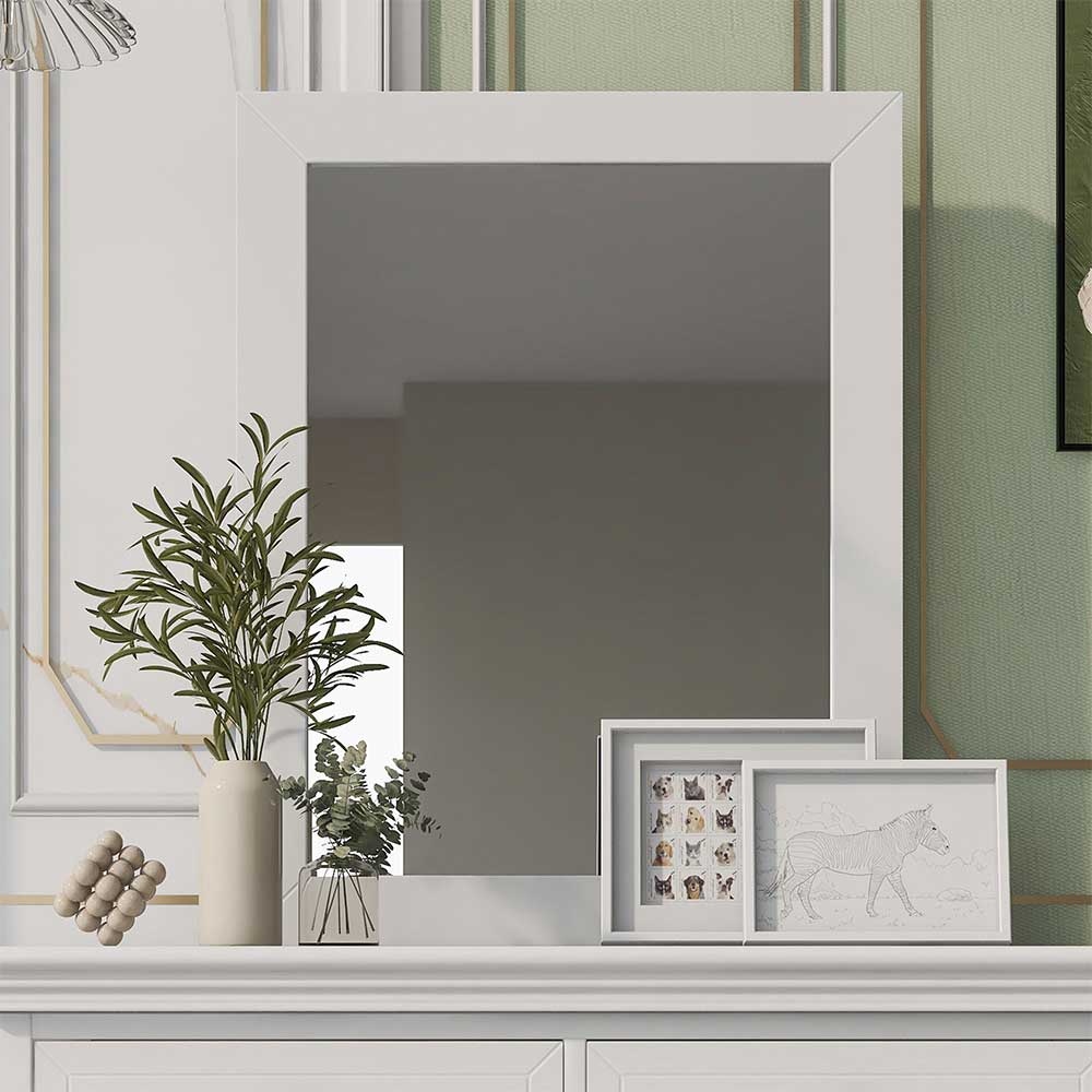 White 6 Piece Bedroom Set with Bed, Dresser & Mirror