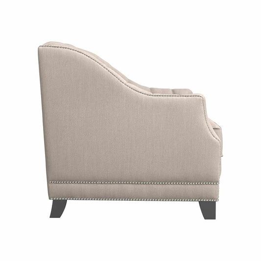 Beige polyester Button Tufted Arm Chair