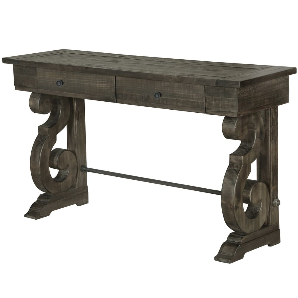 Bellamy Traditional Weathered Peppercorn Storage Console Table - Elegant & Functional Design for Your Entryway