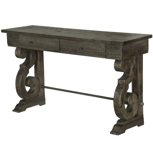 Bellamy Traditional Weathered Peppercorn Storage Console Table - Elegant & Functional Design for Your Entryway