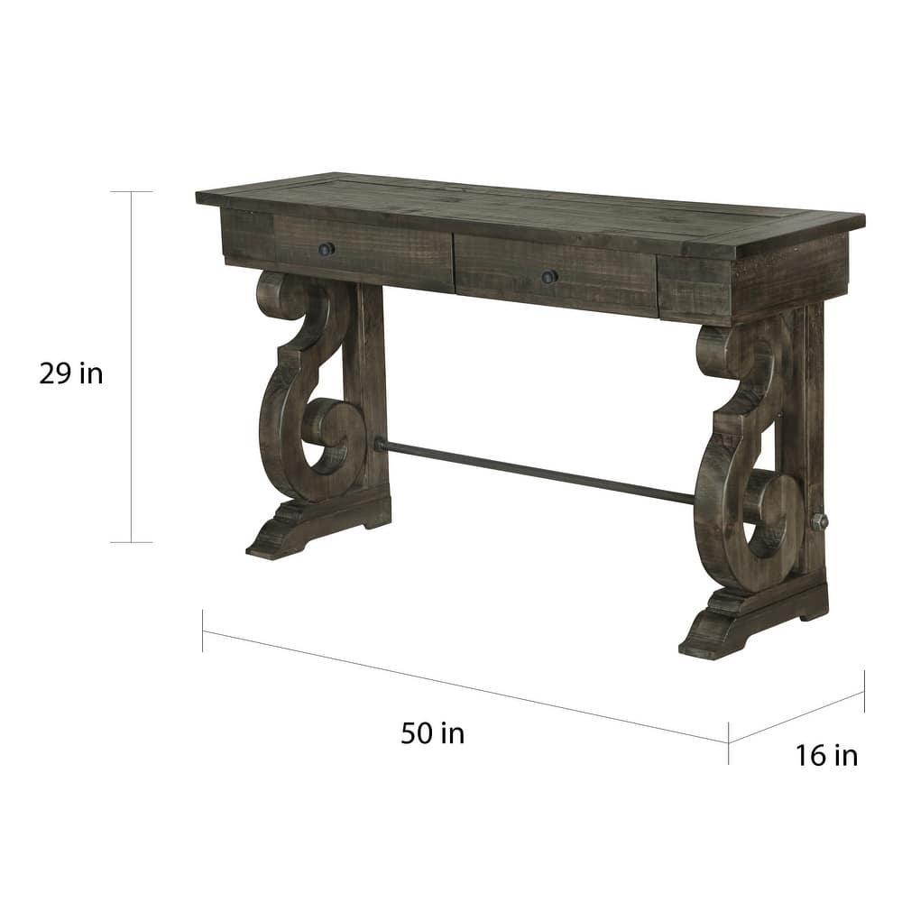 Bellamy Traditional Weathered Peppercorn Storage Console Table - Elegant & Functional Design for Your Entryway