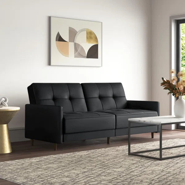 Benitez Twin Faux Leather Tufted Back Sofa