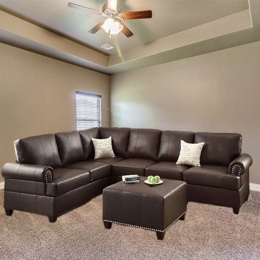 Bobkona Cady Reversible Sectional Sofa - 3-Piece Stylish & Comfortable Living Room Sofa