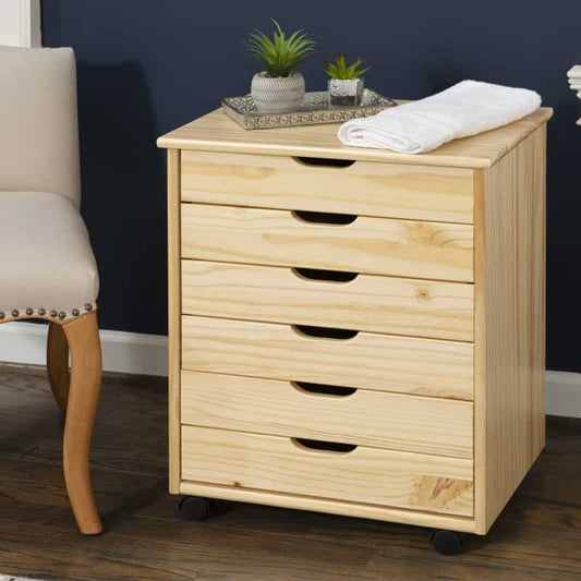 Bridgton 6-Drawer Wide Rolling Storage Chest Cart for Versatile Organization