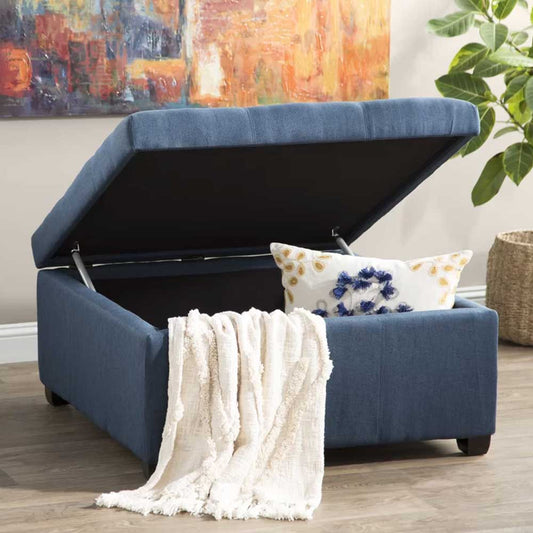 Button Tufted Square Ottoman with Storage