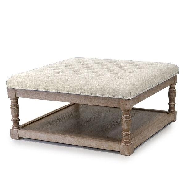 Cairona Tufted Textile 34-inch Shelved Ottoman Table