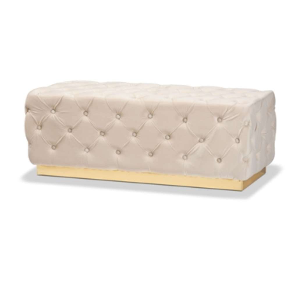 Corrine Luxe Navy Blue Velvet Ottoman