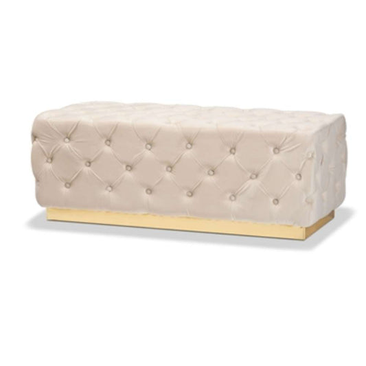Corrine Luxe Navy Blue Velvet Ottoman