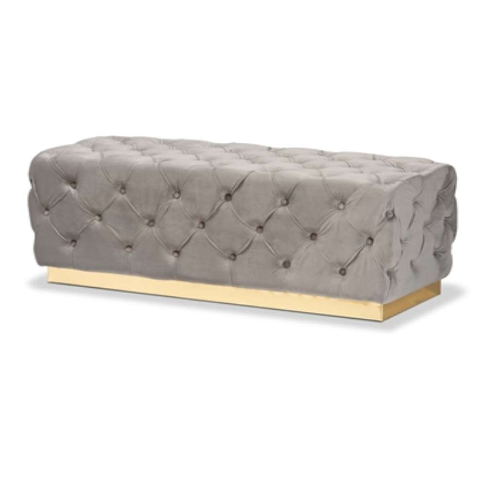 Corrine Luxe Navy Blue Velvet Ottoman