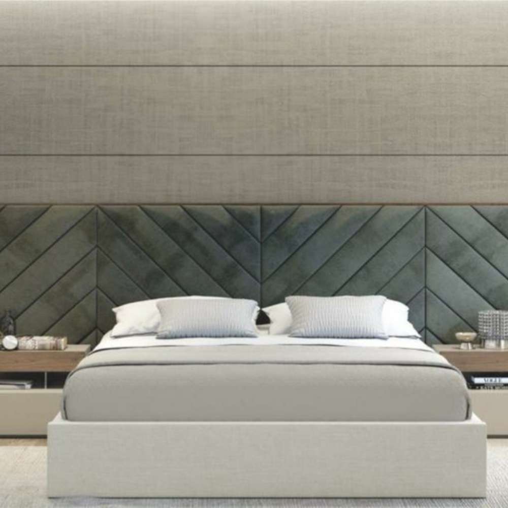 WallPanel Headboard Bed With Cross Lines Tufted