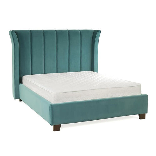 Curved Headboard Bed Velvet Upholstered