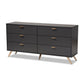 Dark Grey and Gold Finished 6-Drawer Dresser