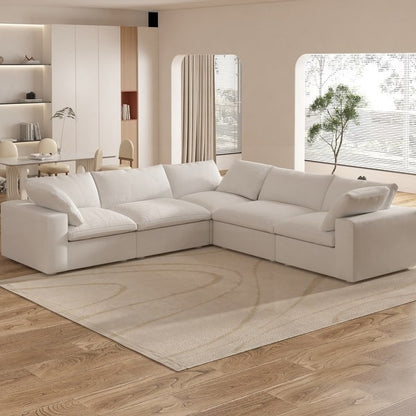 Large Down Filled Corner Sectional Sofa Couch with Ottoman for Living Room Set – Ideal for Dubai Homes