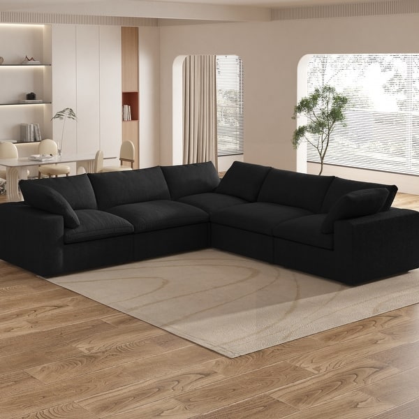 Large Down Filled Corner Sectional Sofa Couch with Ottoman for Living Room Set – Ideal for Dubai Homes