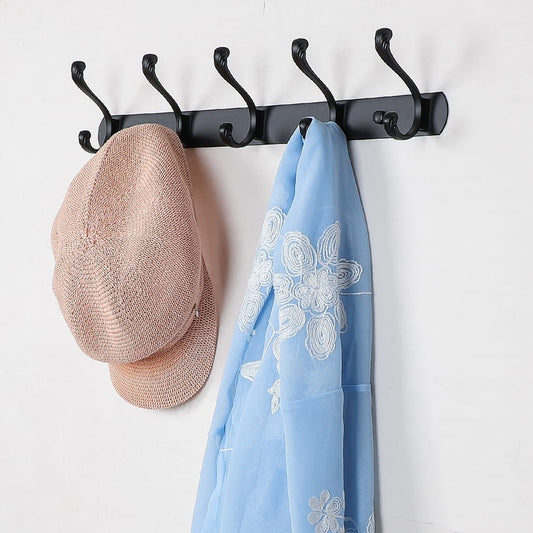 Dual Wall Hook with Stainless Steel Base - 3/4/5 Hooks | Stylish Coat and Towel Holder for UAE Homes