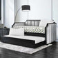 Fabric Upholstered Wooden Daybed with Vertical Tufting, Gray and Black