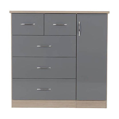Zaviour Grey 5 Drawer Compact Wardrobe