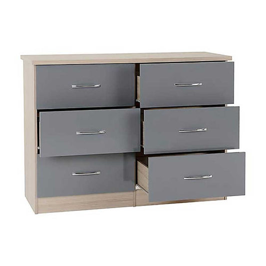 Grey 6 Drawer Chest of Drawer Zaviour