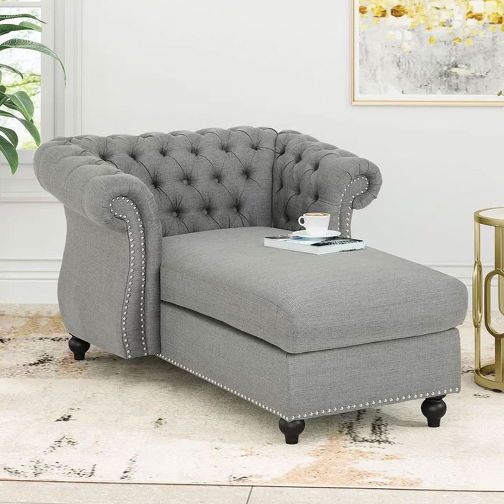 Zviour Tufted Rolled Arms Chaise Lounge