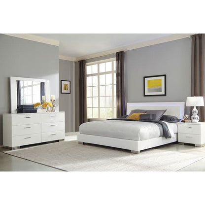 Felicity Bedroom Set with LED Lighting Glossy White