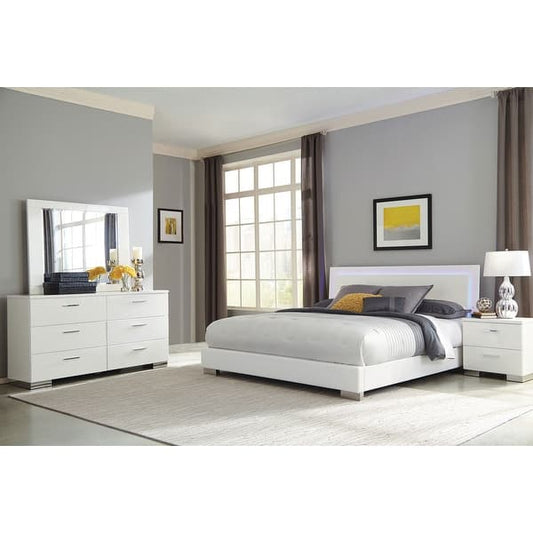 Felicity Bedroom Set with LED Lighting Glossy White