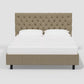 Beige Velvet Small Double Ottoman Bed with Chesterfield Headboard