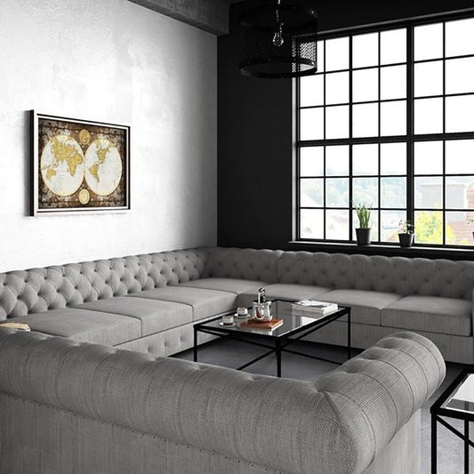 Garcia Tufted Linen U-Shaped Sectional Sofa – Perfectly Designed to Seat 11 People in Ultimate Comfort