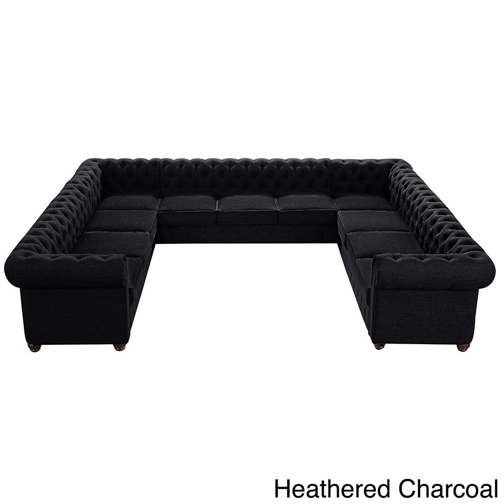 Garcia Tufted Linen U-Shaped Sectional Sofa – Perfectly Designed to Seat 11 People in Ultimate Comfort