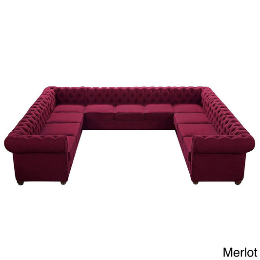 Garcia Tufted Linen U-Shaped Sectional Sofa – Perfectly Designed to Seat 11 People in Ultimate Comfort