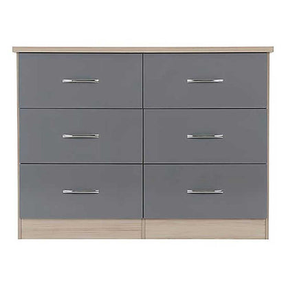 Grey 6 Drawer Chest of Drawer Zaviour
