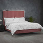 Grey Velvet King Size Bed Frame with Mirrored Headboard