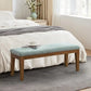 HUIMO Upholstered Fabric Entryway Bench, Bedroom Bench for End of Bed Beige, Solid Wood 44-inch