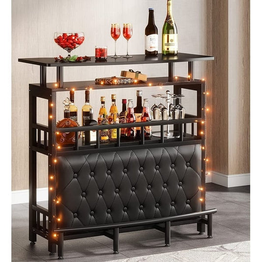 Home Bar Unit,4 Tier Liquor Bar Table with Storage and Footrest,Bar Organizer Table for Home Bar
