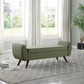 HomePop Modern Sherpa Storage Bench with Wood Legs - Cream