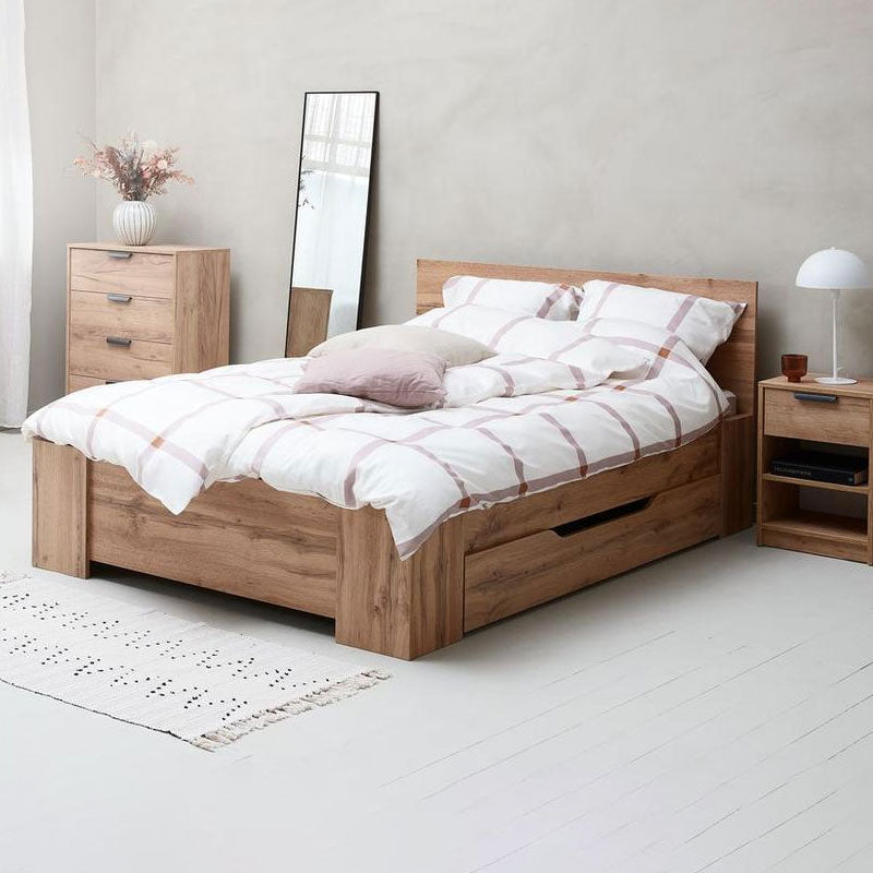 Jenslev Series Veneer Oak Bedroom Set