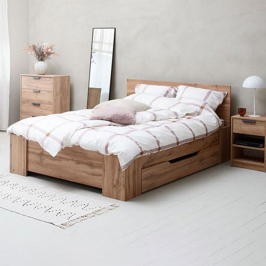 Jenslev Series Veneer Oak Bedroom Set