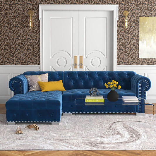 Jilian Velvet Left Hand Facing Sectional Sofa – 2-Piece Luxurious Comfort & Timeless Elegance