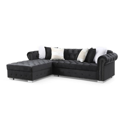 Jilian Velvet Left Hand Facing Sectional Sofa – 2-Piece Luxurious Comfort & Timeless Elegance