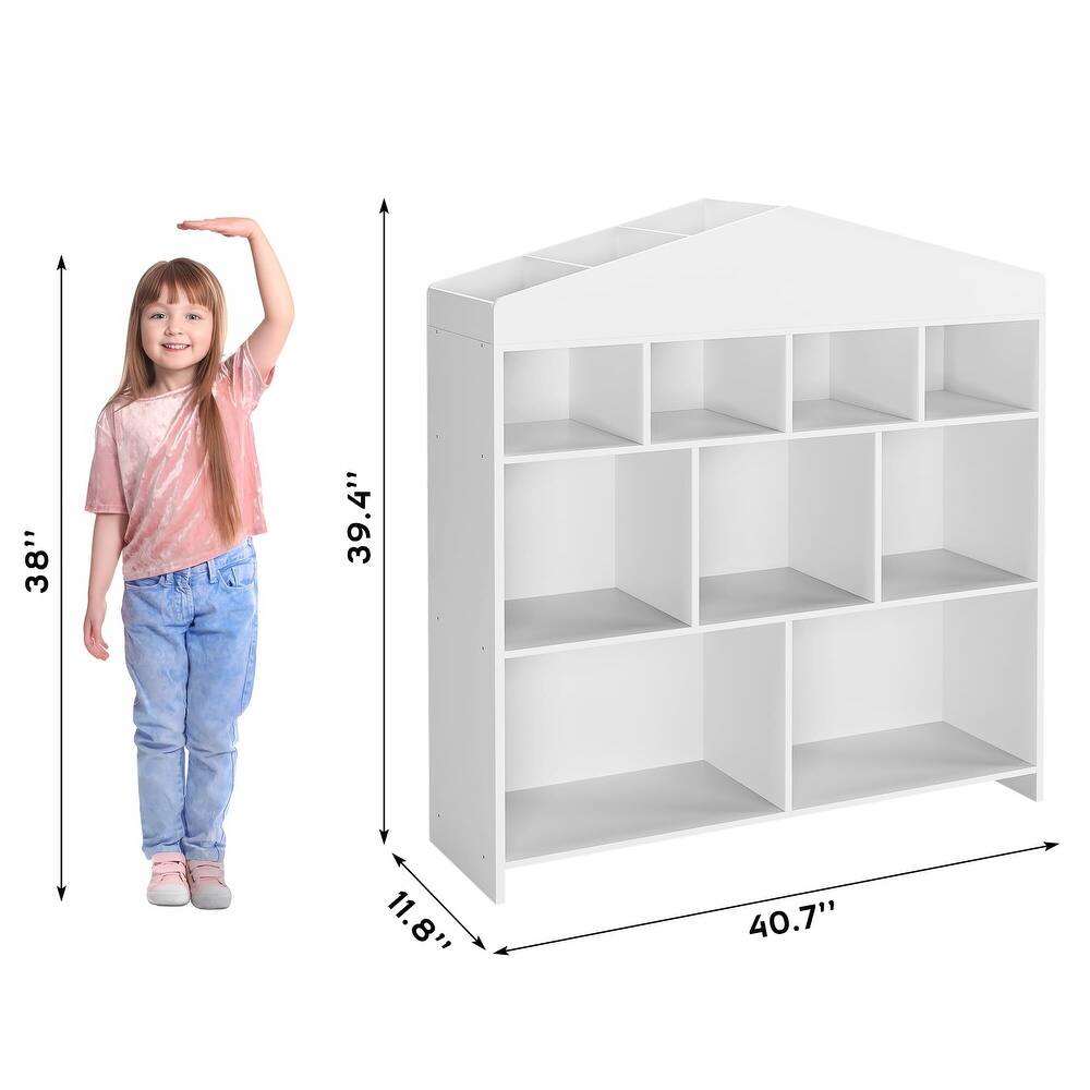 Kids Bookshelf 9-Cubby Toy Storage Organizer for Creative Play