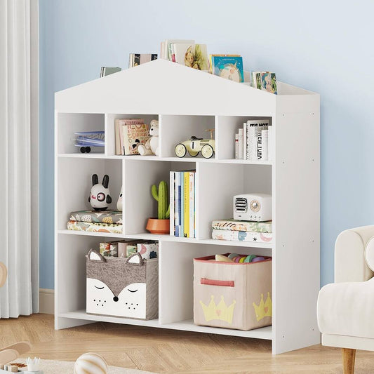 Kids Bookshelf 9-Cubby Toy Storage Organizer for Creative Play